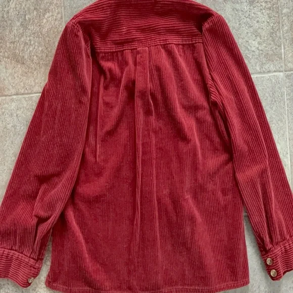NorthStyle Corduroy Button Front Shirt Deep Red Size Medium - Picture 10 of 12